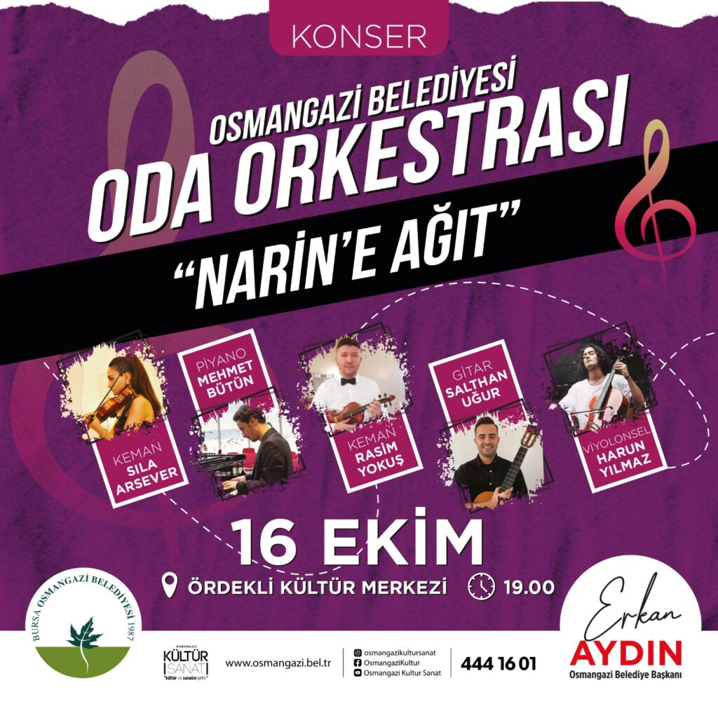 Oda Orkestrası Konseri, Narin’e Ağıt temasıyla gerçekleştirilecek